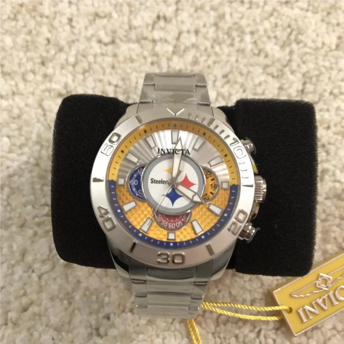 Invicta Pittsburg Steelers Chronograph Quartz Men`s Watch 45mm 47933 Nfl