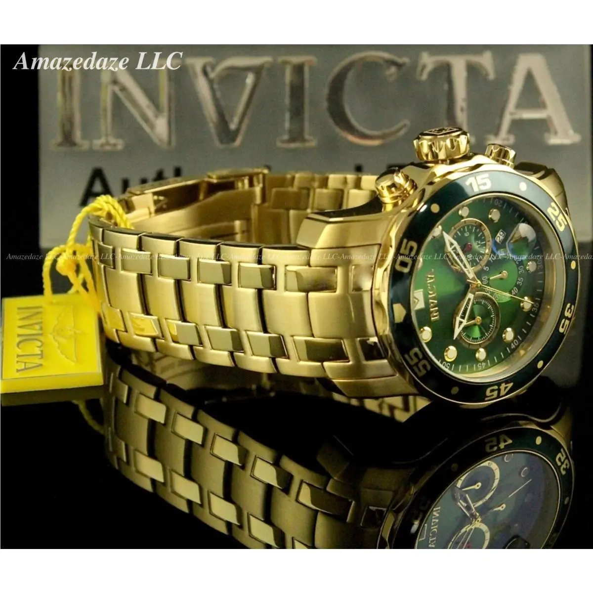 Invicta Men 48mm Pro Diver Scuba Chronograph Stainless St. Green Dial Watch