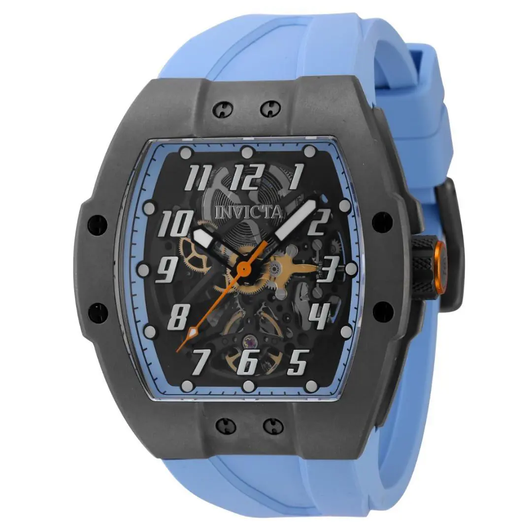 Invicta JM Correa Automatic Men`s Watch 47mm Light Blue 44407 Titanium - Dial: Transparent, Green, Band: Blue