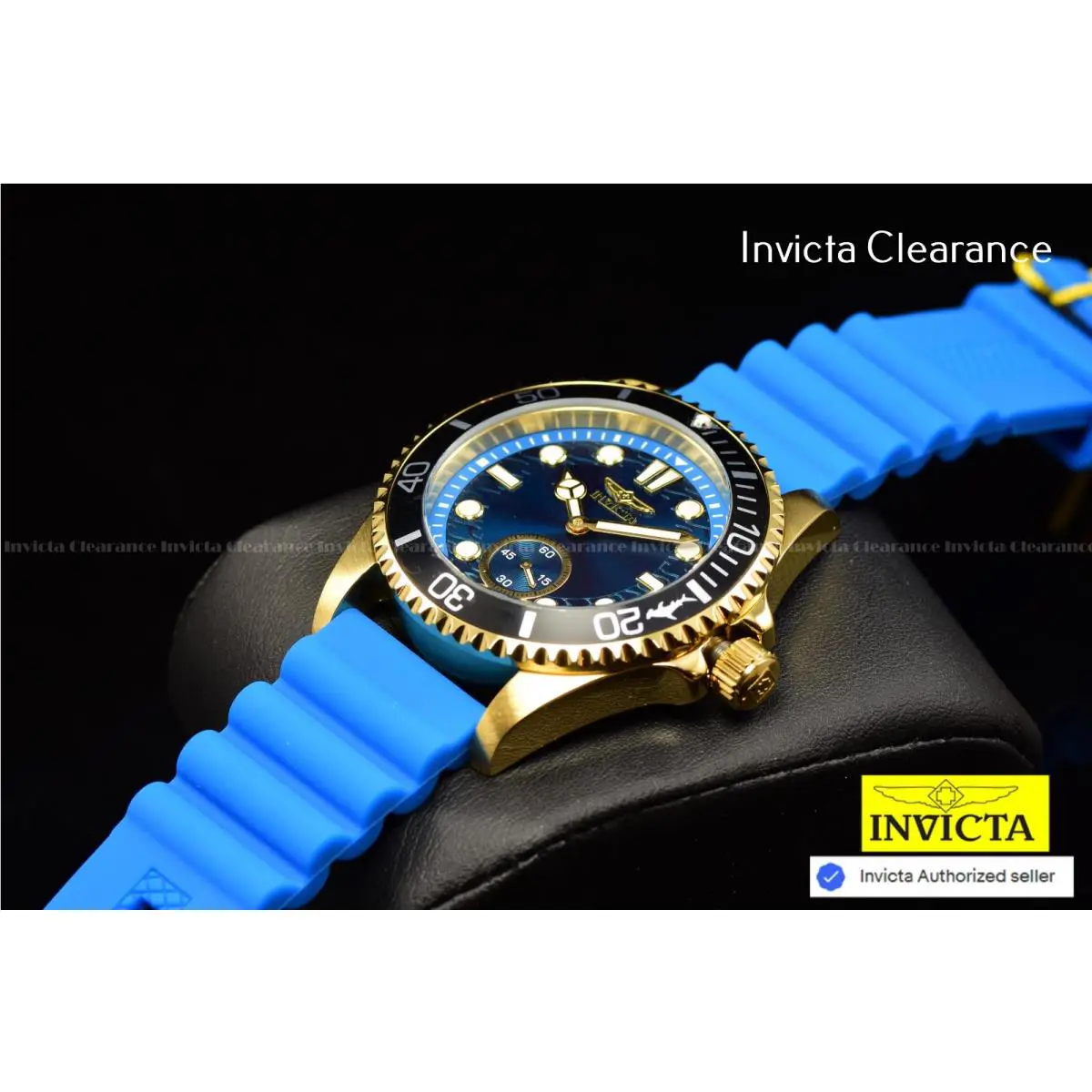Invicta Mens Pro Diver 43mm Light Blue Dial Quartz Light Blue Tone SS Watch