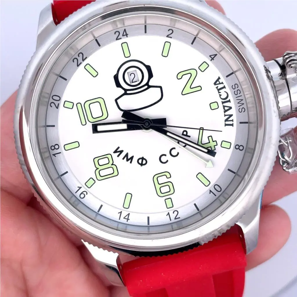 Invicta 7239 Russian Diver Red Rubber Band Men`s Watch