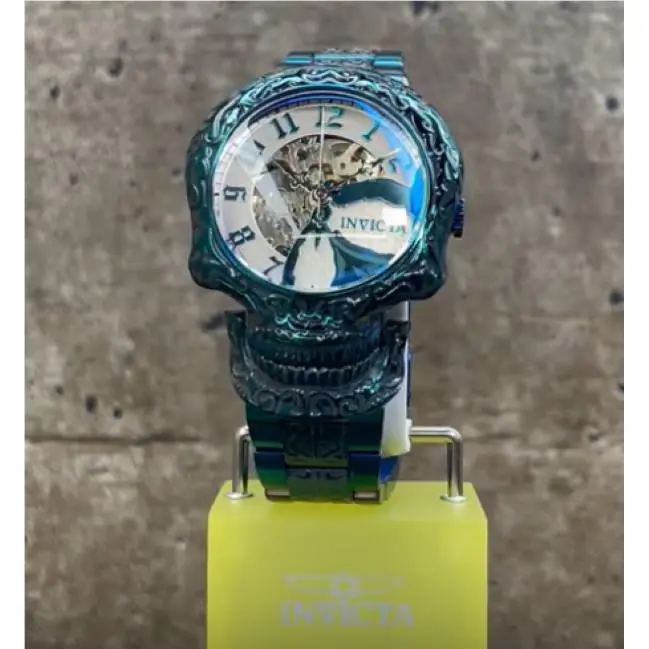 Invicta Men`s Artist Automatic Skull Green Movable Jaw SS Watch 51mm