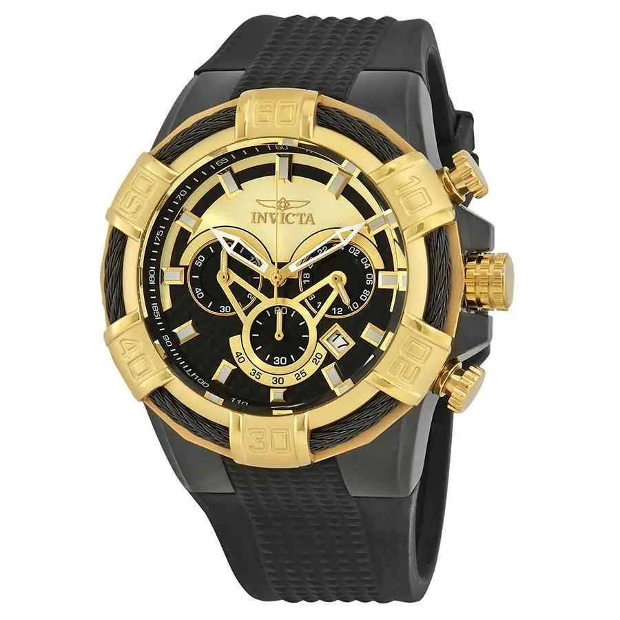 Invicta Bolt Chronograph Black and Gold Dial Men`s Watch 24699