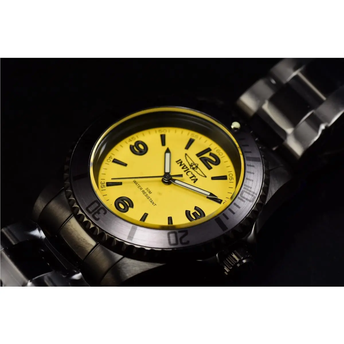 Men`s Specialty 40.5mm Yellow Dial SS Black Tone Quartz Watch by Invicta