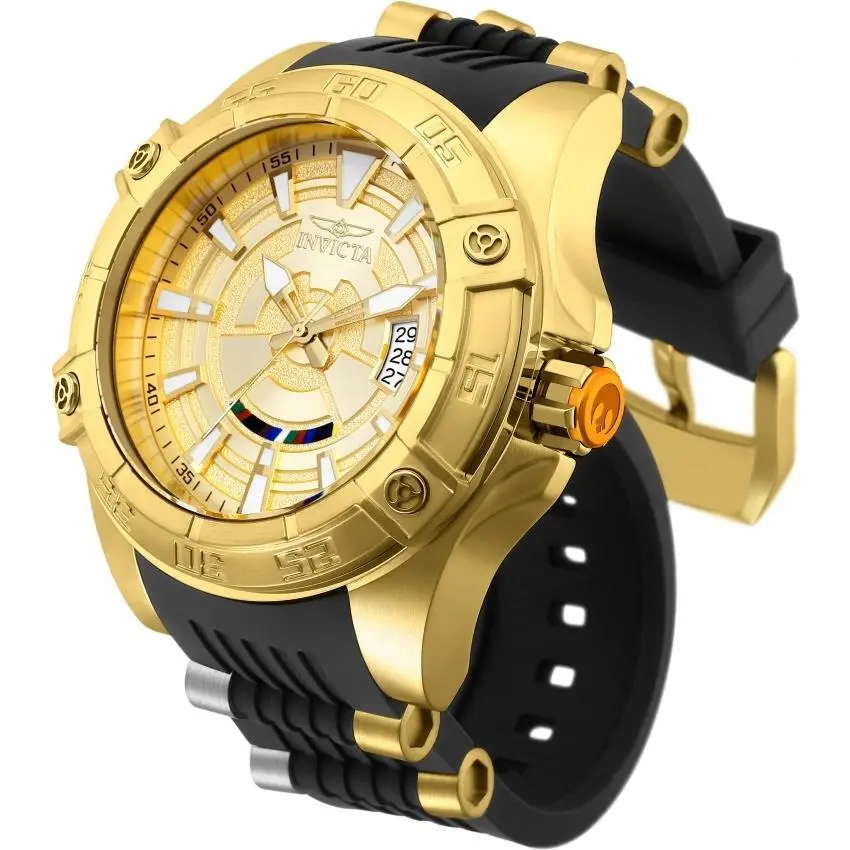 Mens  26521 Star Wars C-3PO Automatic Black Rubber Strap Watch by Invicta
