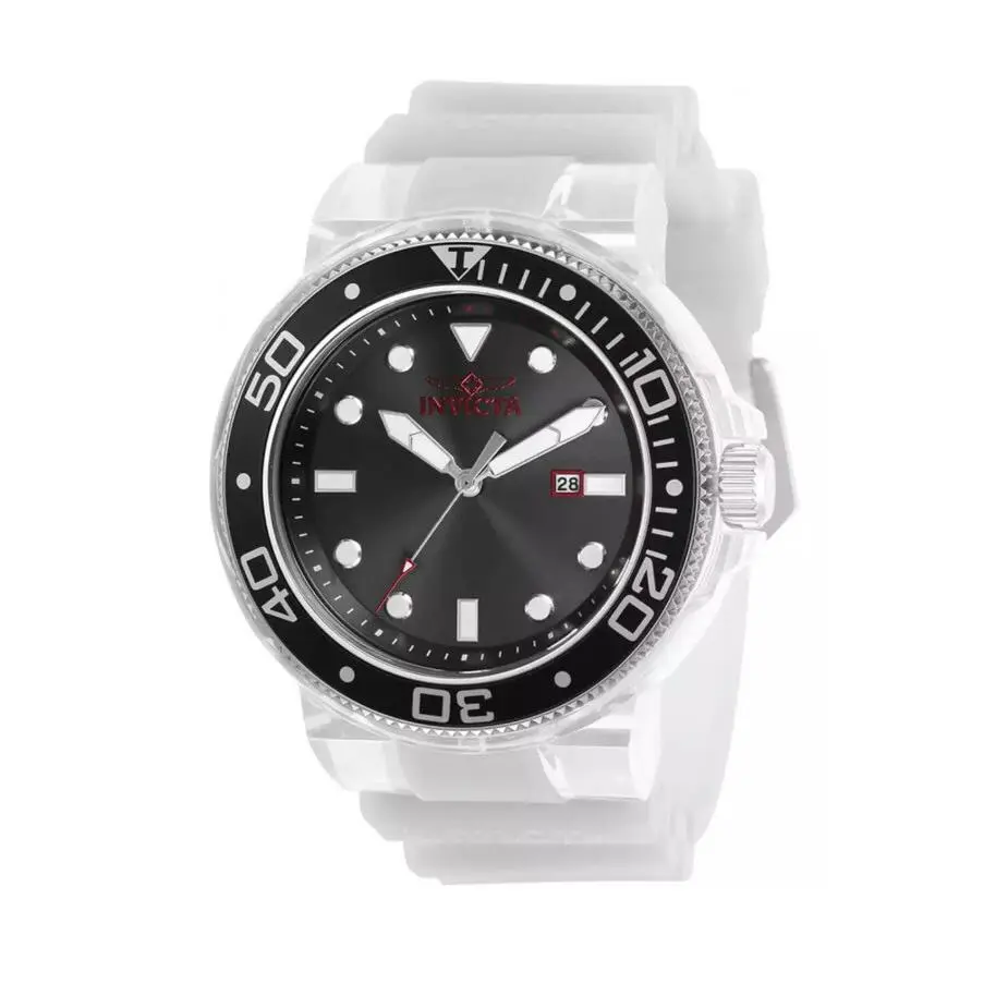 Invicta Men`s Watch Pro Diver Quartz Rotating Bezel White Silicone Strap 32333