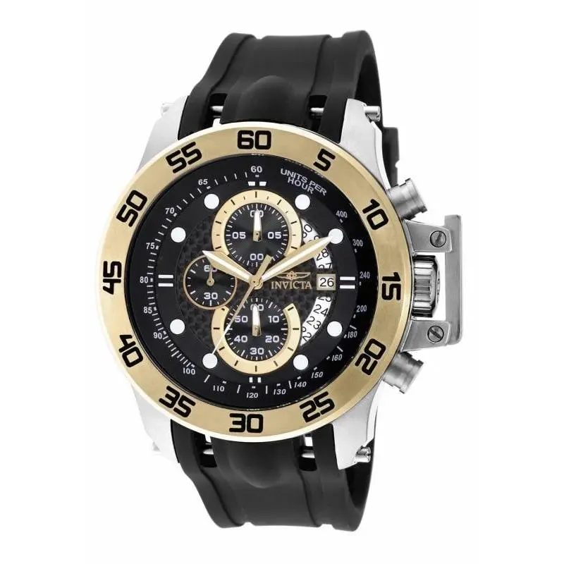Invicta I-force Chronograph Black Carbon Fiber Dial Black Polyurethane Men`s - Dial: Black Carbon Fiber, Band: Black, Bezel: Silver-tone