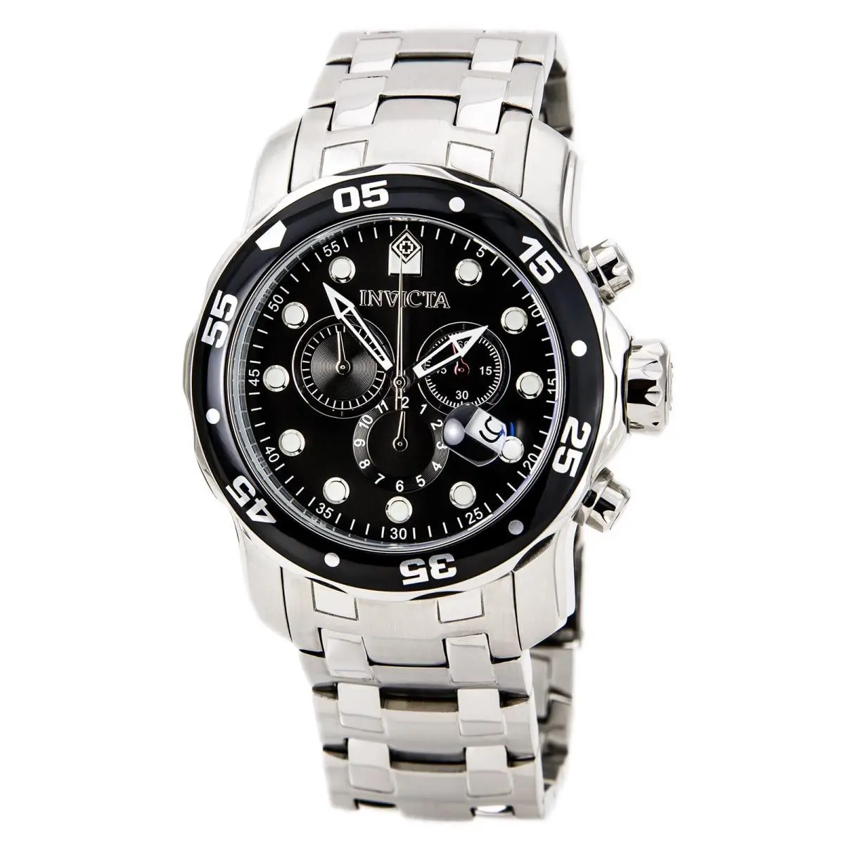 Invicta 0069 Men`s Pro Diver SS Black Dial Chronograph Watch