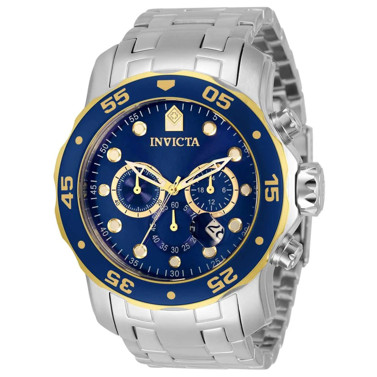 Invicta Men`s 48mm Pro Diver Scuba Chronograph Light Blue Dial Bracelet SS Watch