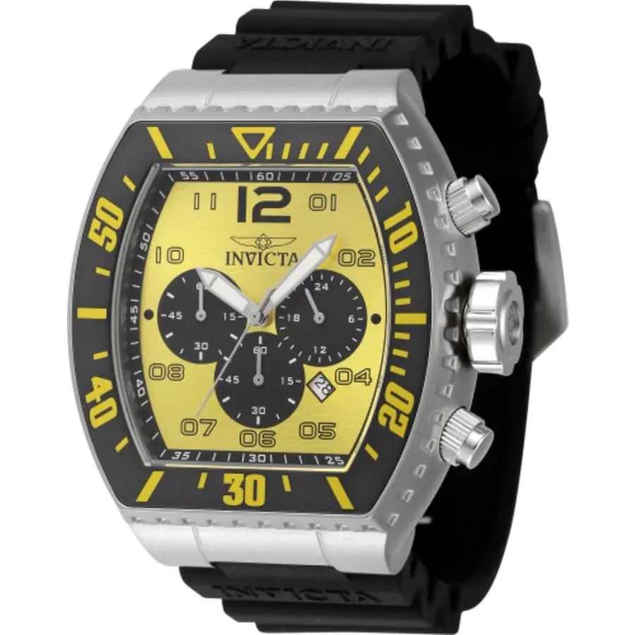 Invicta Men`s Watch Pro Diver Chronograph Quartz Yellow Black Dial Strap 47287