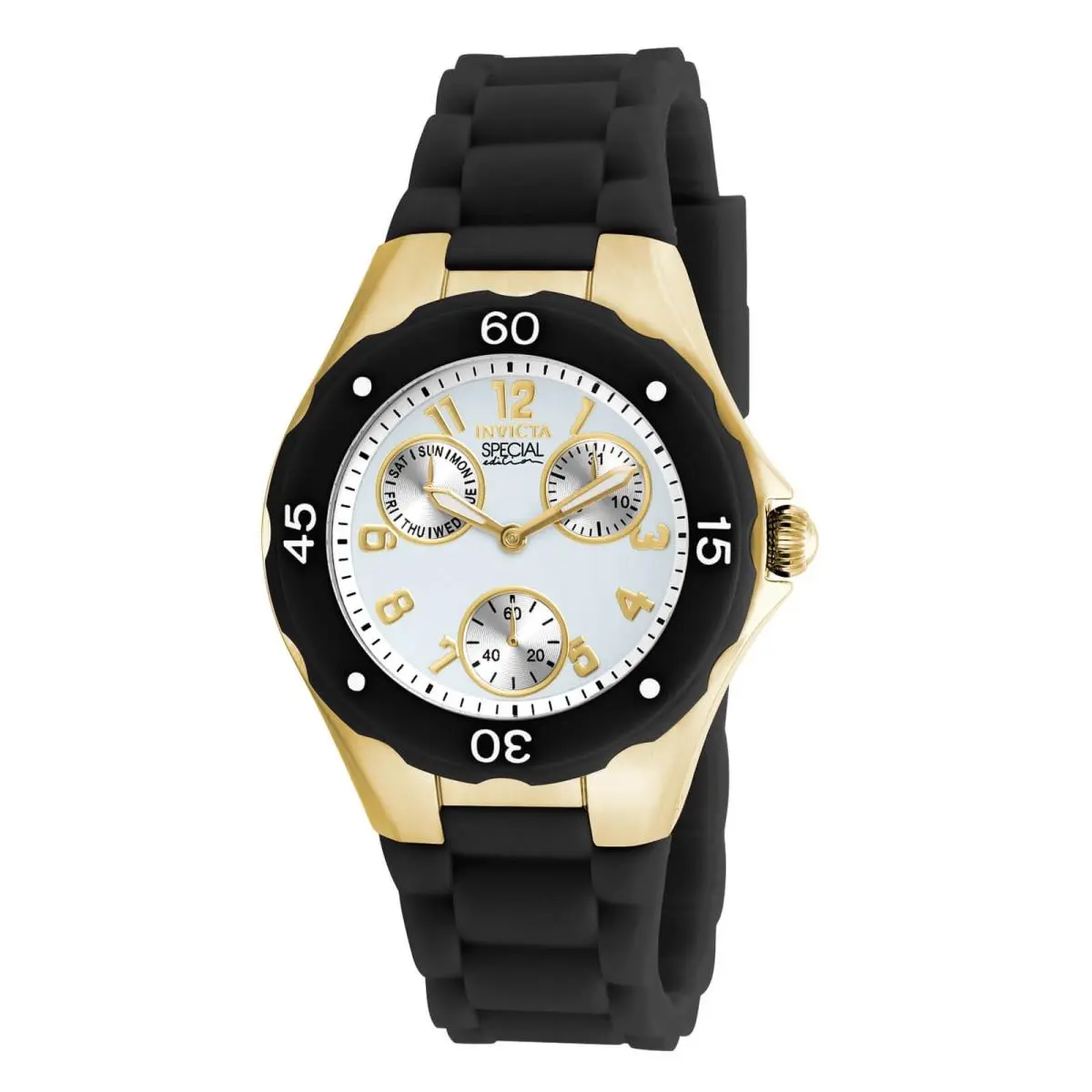 Invicta 18797 Women`s Angel White Dial Black Silicone Strap Watch