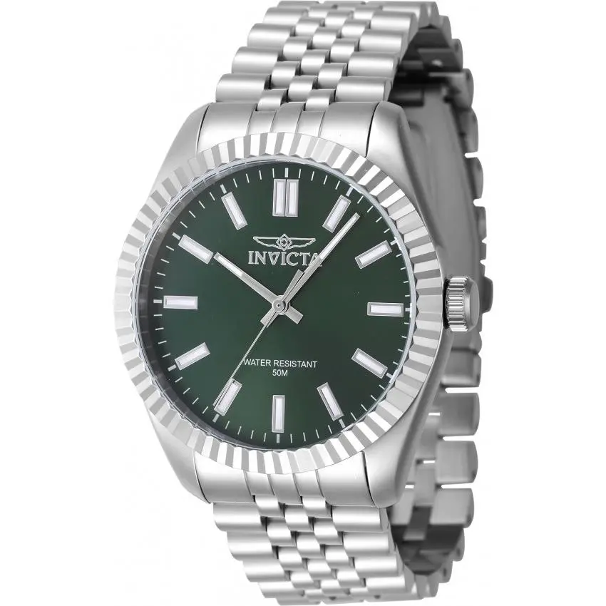 Invicta Specialty Quartz Green Dial Men`s Watch 47480 - Dial: Green, Band: Silver-tone, Bezel: Silver-tone