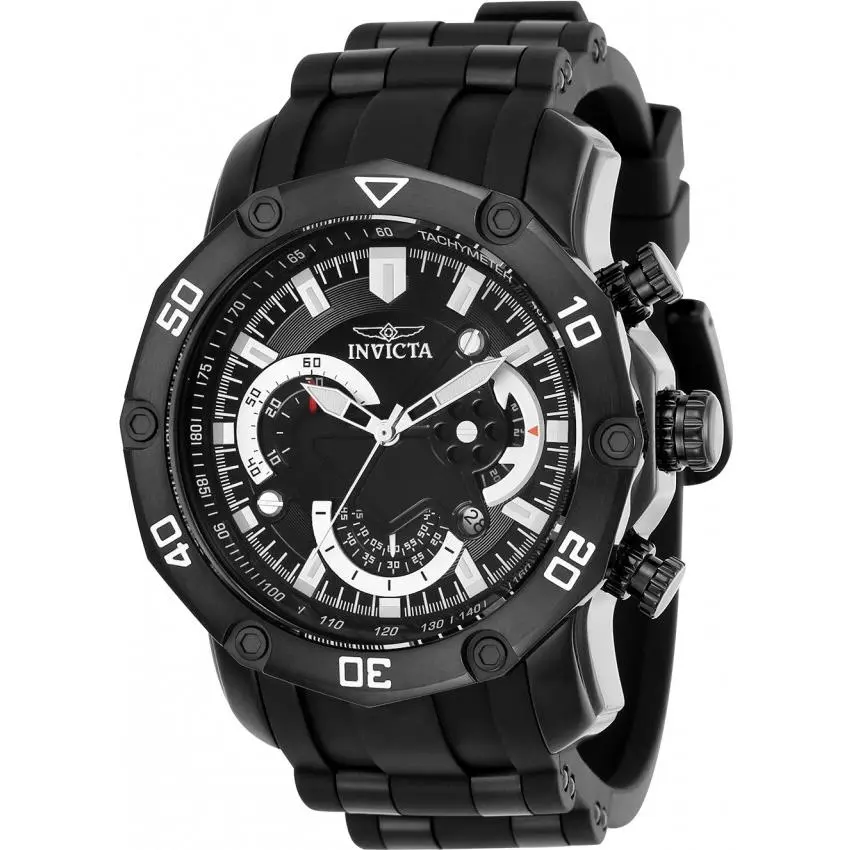 Invicta Men`s Pro Diver Black Polyurethane Band Quartz Analog Watch 22799 - Black, Dial: Black, Band: Black
