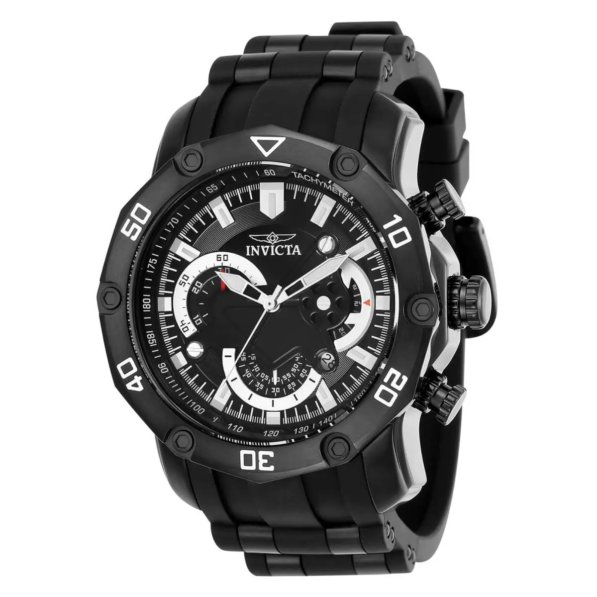 Invicta Men`s Watch Pro Diver Scuba Chrono Black Dial Two Tone Strap 22799 - Dial: Black, Band: Black