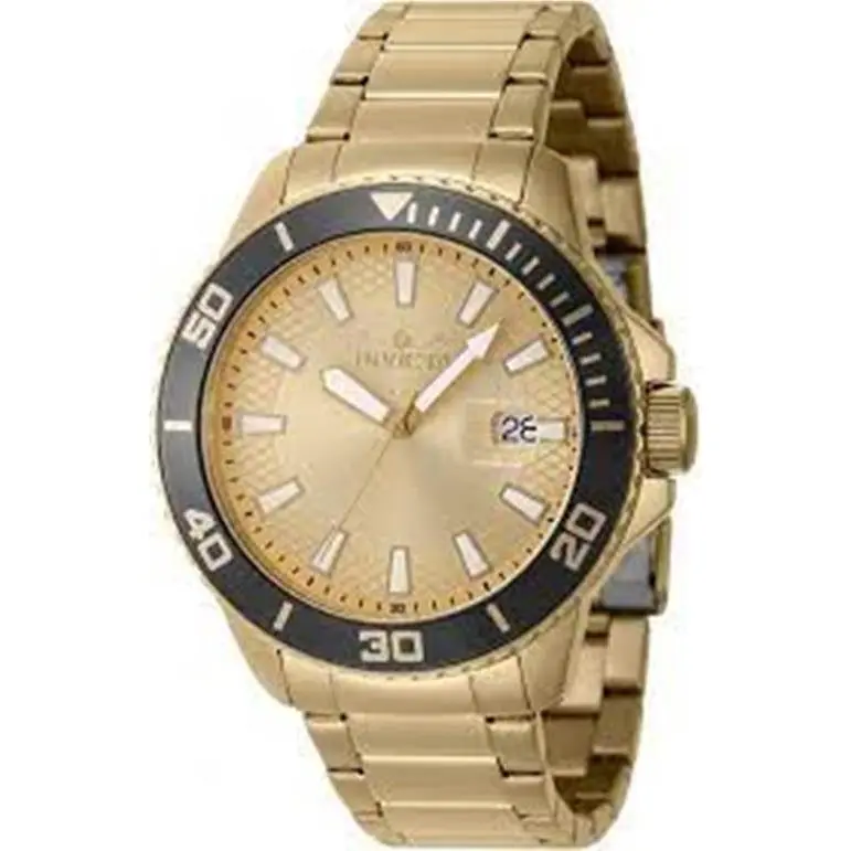 Invicta Chronograph Pro Diver Quartz Gold Dial Gold Tone Men`s Watch 46069