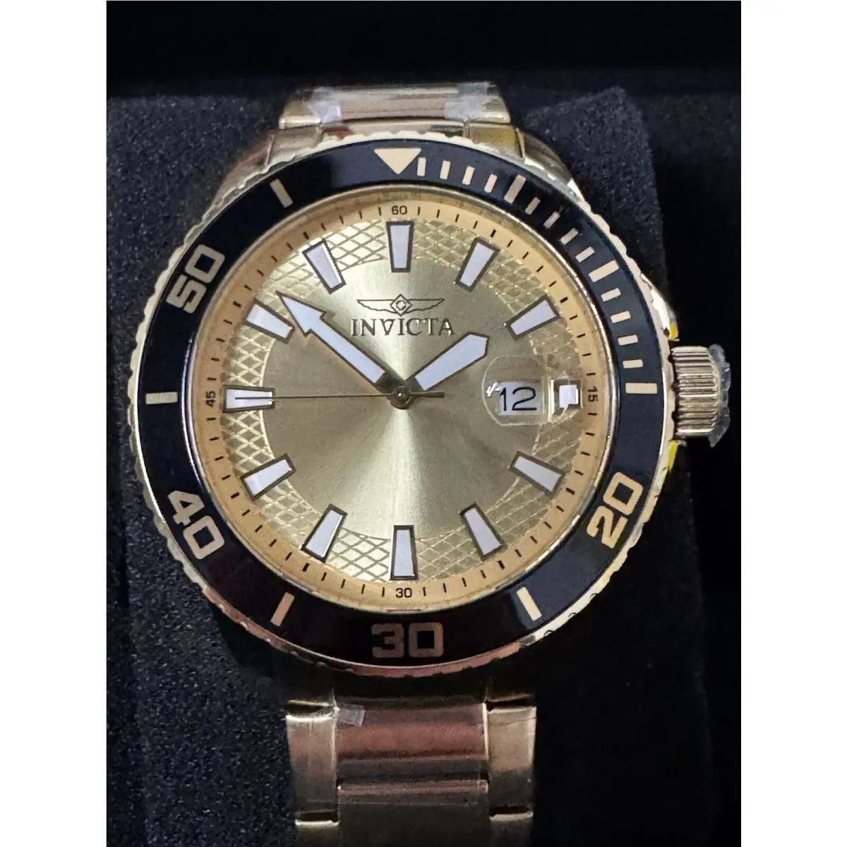 Invicta Pro Diver Gold SS Men`s Quartz Watch 46069 45MM