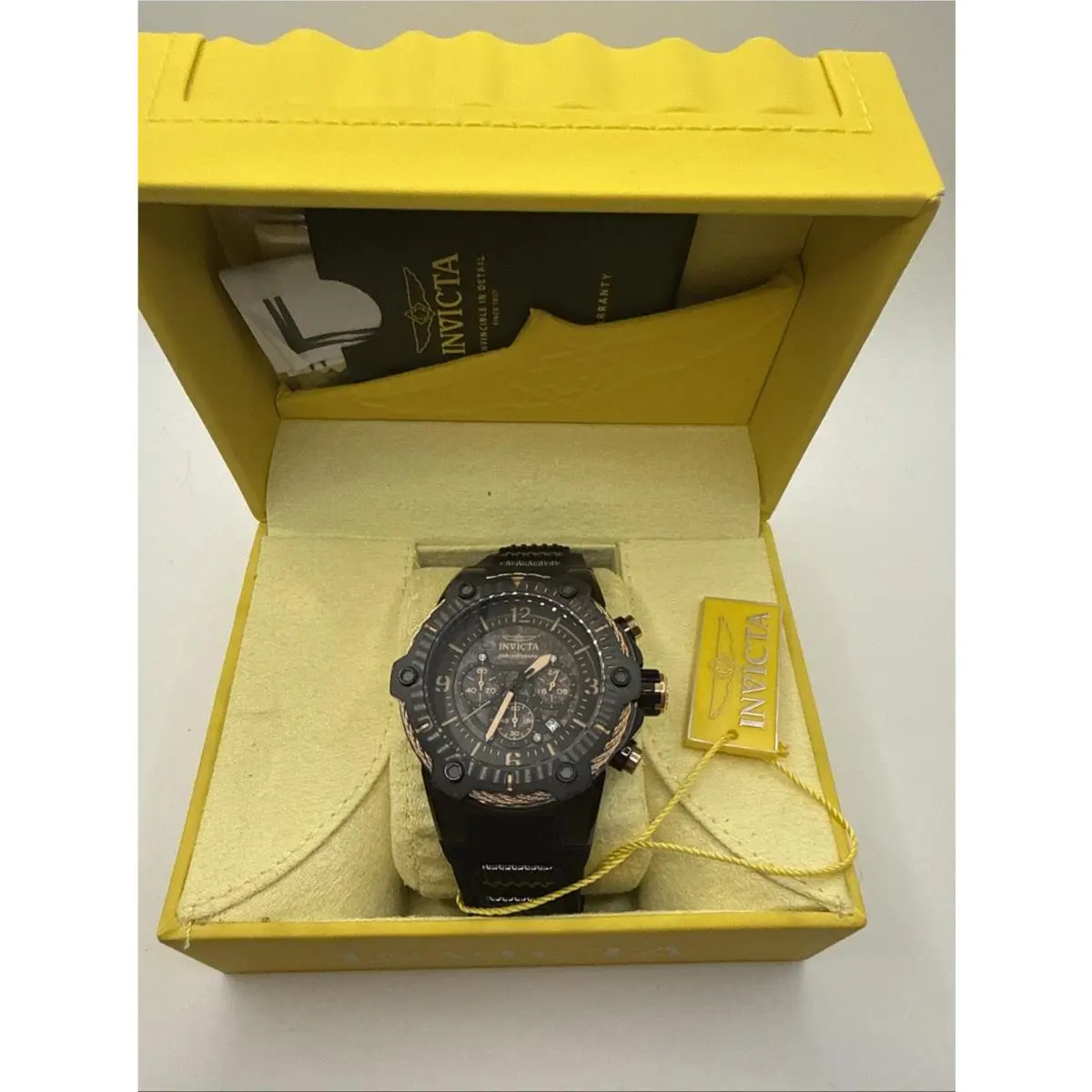 Invicta Bolt Midnight Rose Gold Men`s 52mm Quartz Chronograph Watch 25469