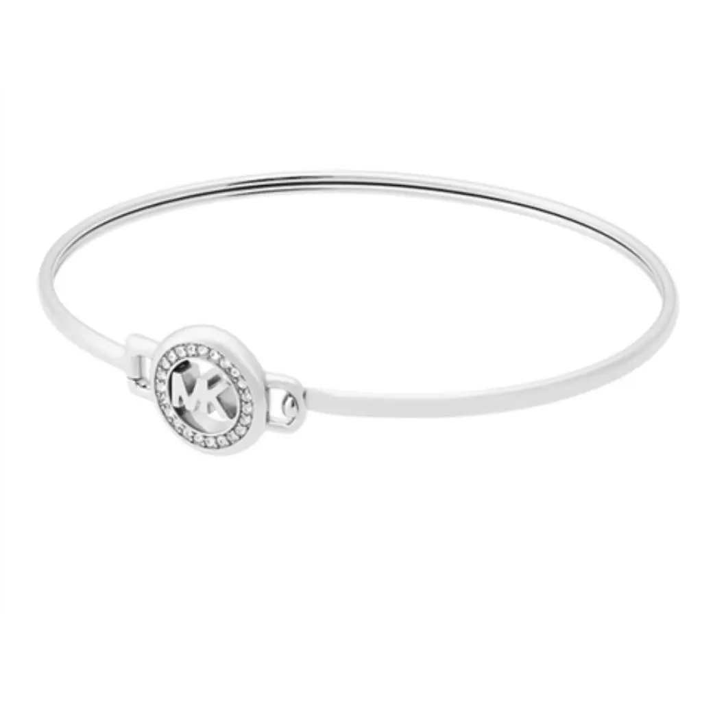 Michael Kors Exclusive MK Logo Silver Steel Bracelet Crystals MKJ6520040
