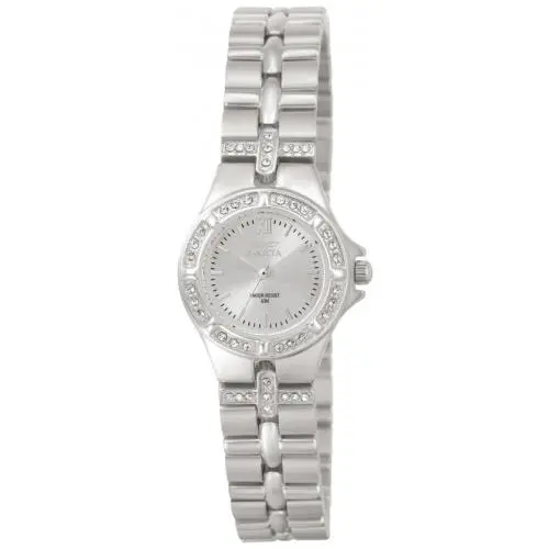 Invicta Women 0132 Wildflower Collection Crystal Accented Stainless Steel Watch - Steel, Dial: White, Band: Steel
