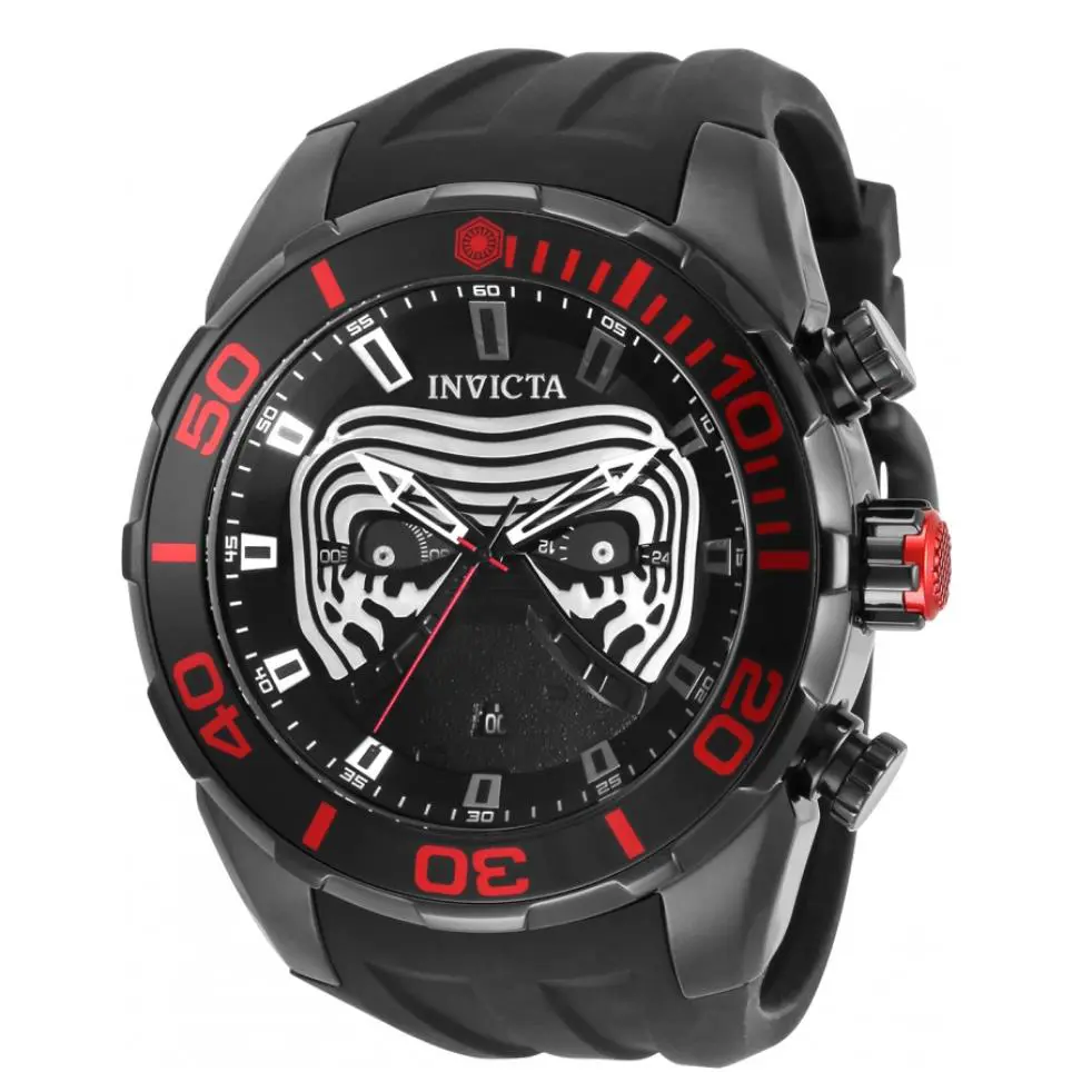 Invicta Star Wars 50mm Kylo Ren Men`s Limited Edition Chronograph Watch 35044 - Dial: Black, Multicolor, Silver, Band: Black, Bezel: Black, Red