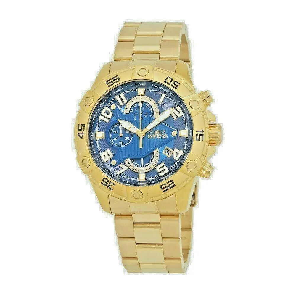 Invicta S1 Rally Quartz Multifunction Blue Dial Gold Tone Men’s Watch 26095 - Dial: Blue, Band: Gold, Bezel: Gold