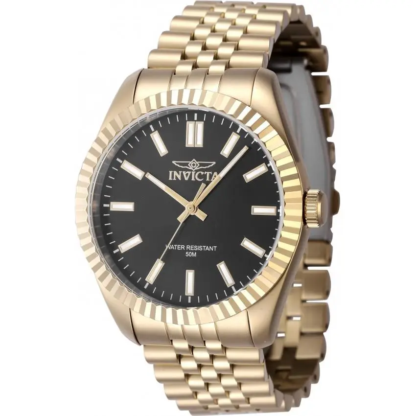Invicta Specialty Quartz Black Dial Men`s Watch 47488 - Dial: Black, Band: Gold-tone, Bezel: Gold-tone