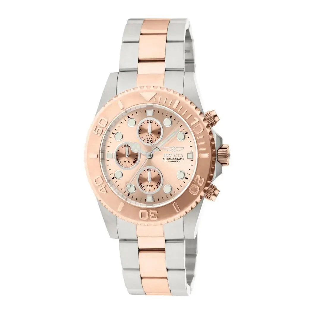 Invicta Men`s 1775 Pro Diver Rose Gold Chronograph Watch 43.5mm
