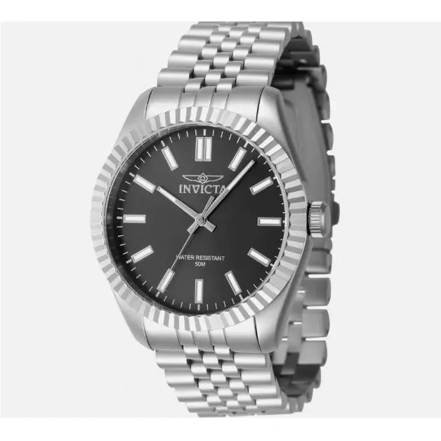 Invicta Specialty Quartz Black Dial Men`s Watch 47478 - Dial: Black, Band: Silver-tone, Bezel: Silver-tone