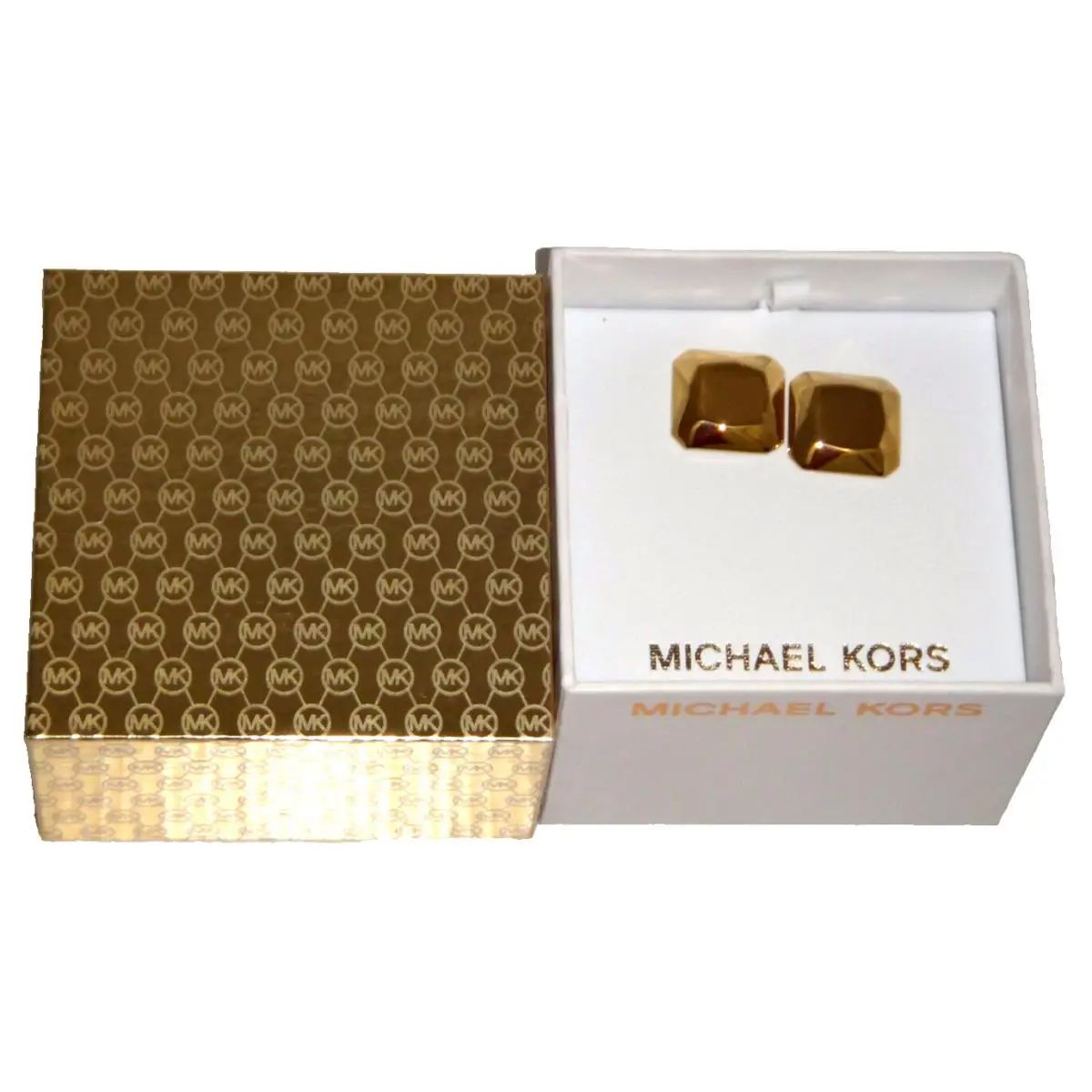 Michael Kors MKJ5816710 Square Yellow Gold Stainless Steel Stud Earrings +mk Box