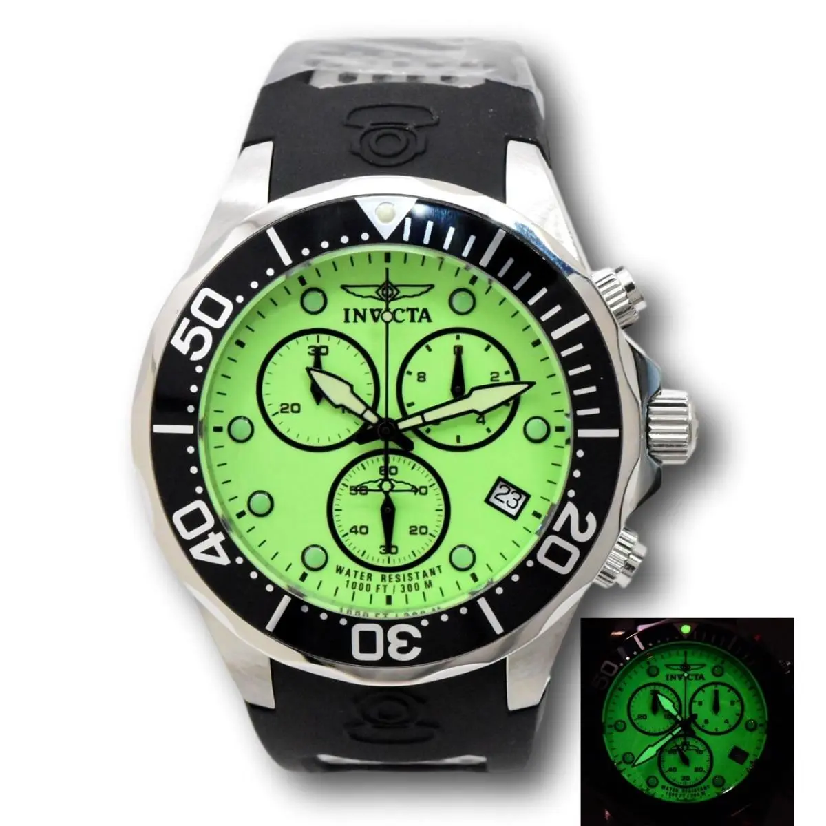 Invicta Pro Diver Super Lume Dial Men`s 47mm Swiss Eta G10 Chrono Watch 11483