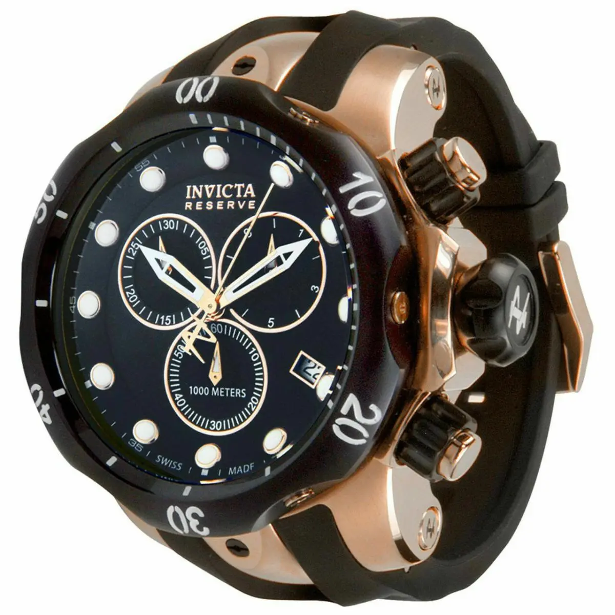 5733 Venom/reserve Chronograph Black Rubber Men`s Watch Retail by Invicta