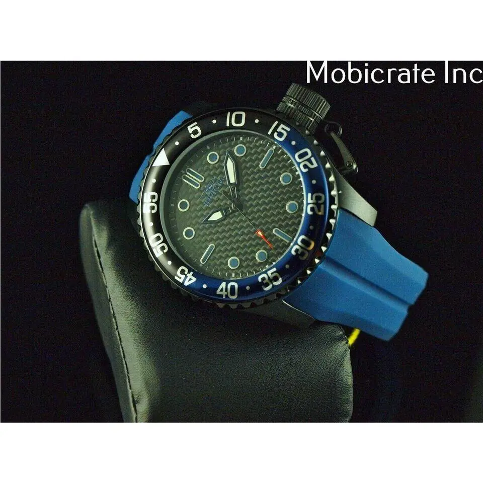 Invicta Pro Diver Men`s 50mm Black Carbon Fiber Blue Quartz SS Watch