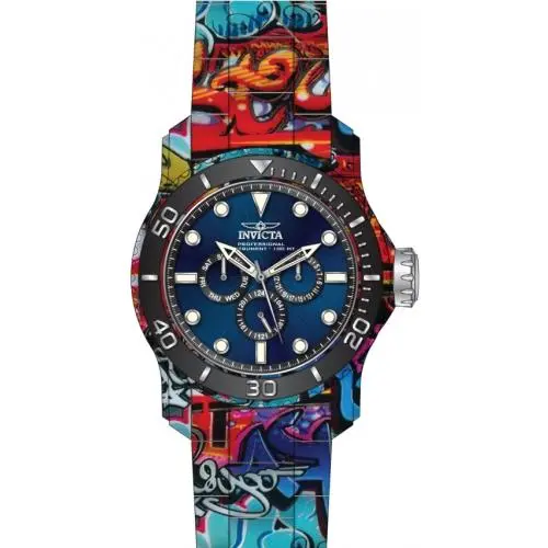 Invicta Pro Diver Quartz Blue Dial Men`s Watch 47856 - Dial: Blue, Band: Aqua Plating, Bezel: Silver-tone and Aqua-Plating and Silver and Black
