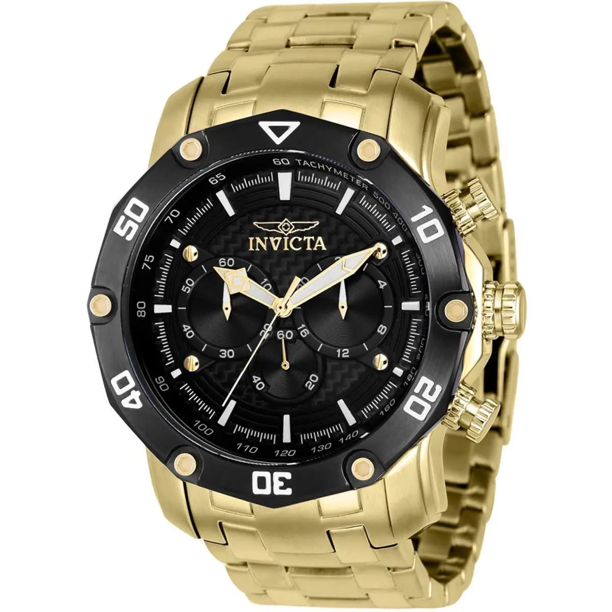 Invicta Men`s Watch Pro Diver Chronograph Black Carbon Fiber Dial Bracelet 37725