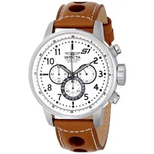 Invicta 48MM Men`s S1 Rally Quartz Multifunction White Dial Leather Watch 16009