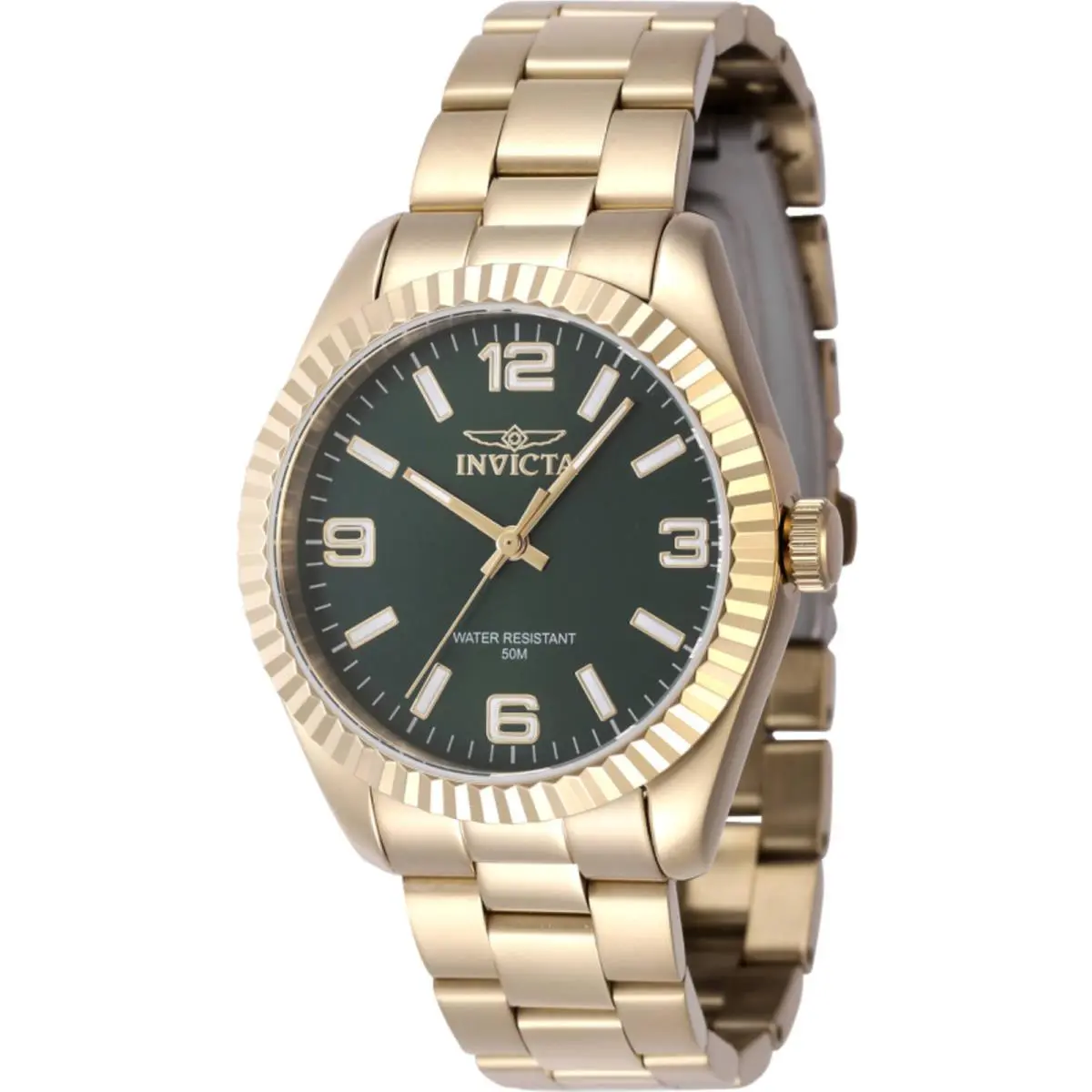 Invicta Women`s Watch Specialty Quartz Green Dial Yellow Gold Bracelet 47474