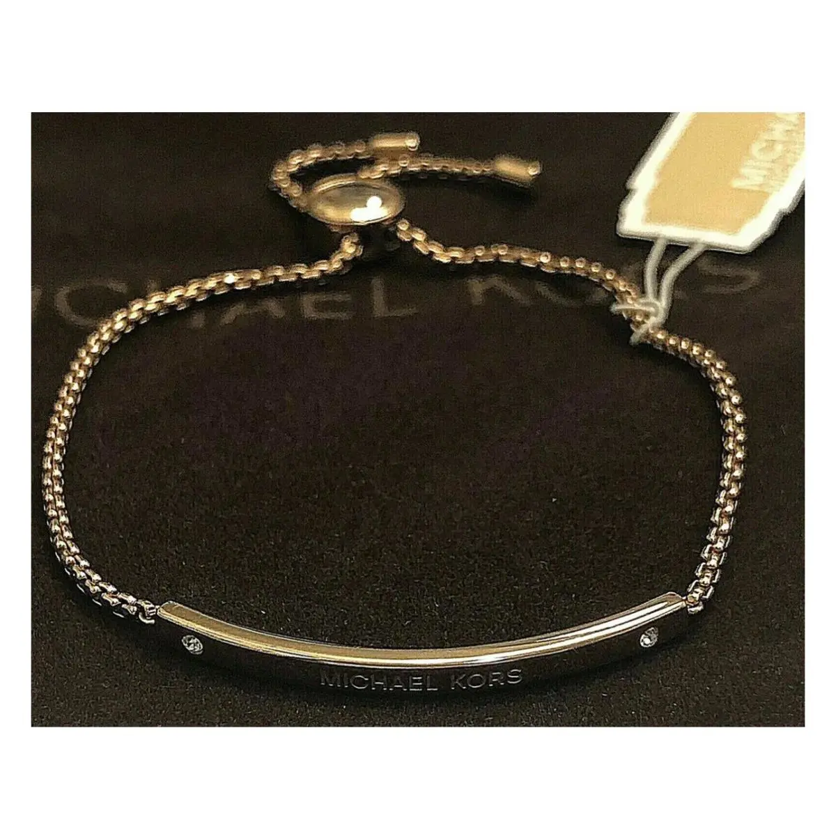 Michael Kors ID Plaque Rose Gold-tone Logo Slider Bracelet