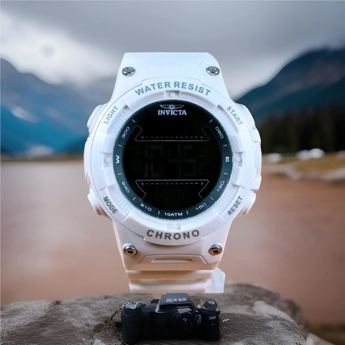 Invicta Racing Digital Men`s Quartz Watch 47524 - 52mm - White IN Gift Box