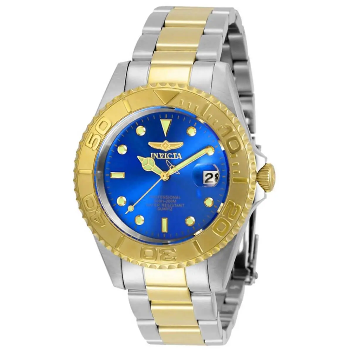 Invicta Men`s Watch Pro Diver Quartz Date Blue Dial Two Tone Bracelet 29942