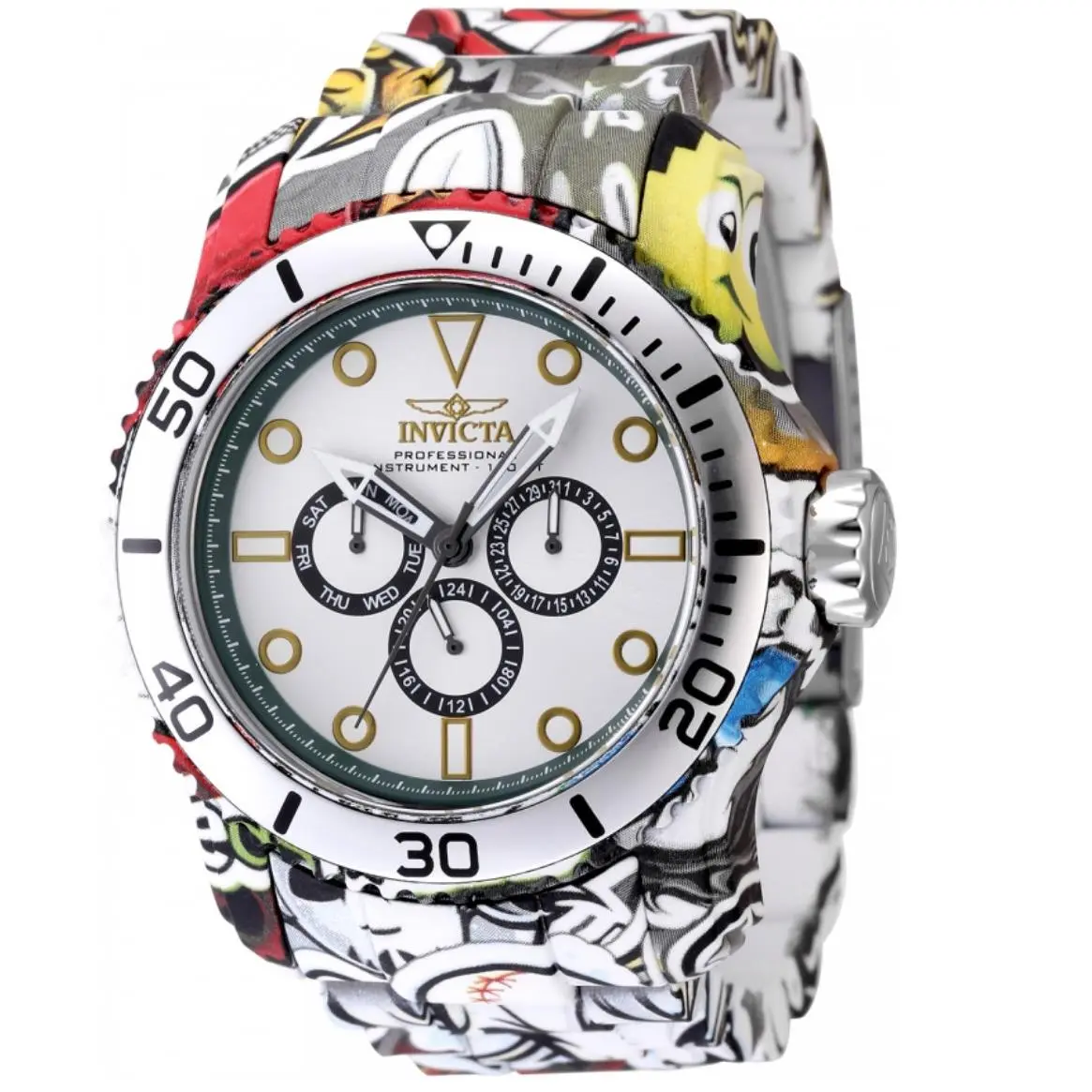 Pro Diver Hydro-plated Graffiti Mens 48mm Silver Dial Quartz Watch 47854 by Invicta