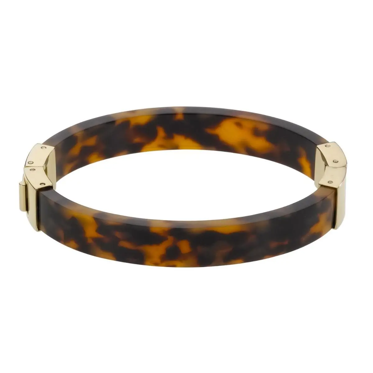 Michael Kors Hinged Tortoise-shell Bangle Engraved Buckle Bracelet MKJ1031