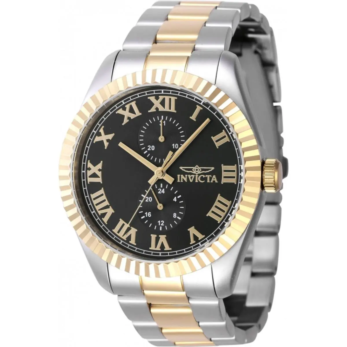 Invicta Men`s Watch Specialty Black Dial Silver and Yellow Gold Bracelet 47425