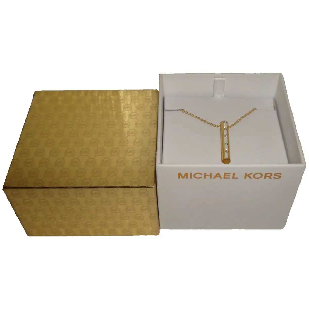 Michael Kors Black Tie Affair Yellow Gold Necklace Crystals MKJ6074710 + MK Box