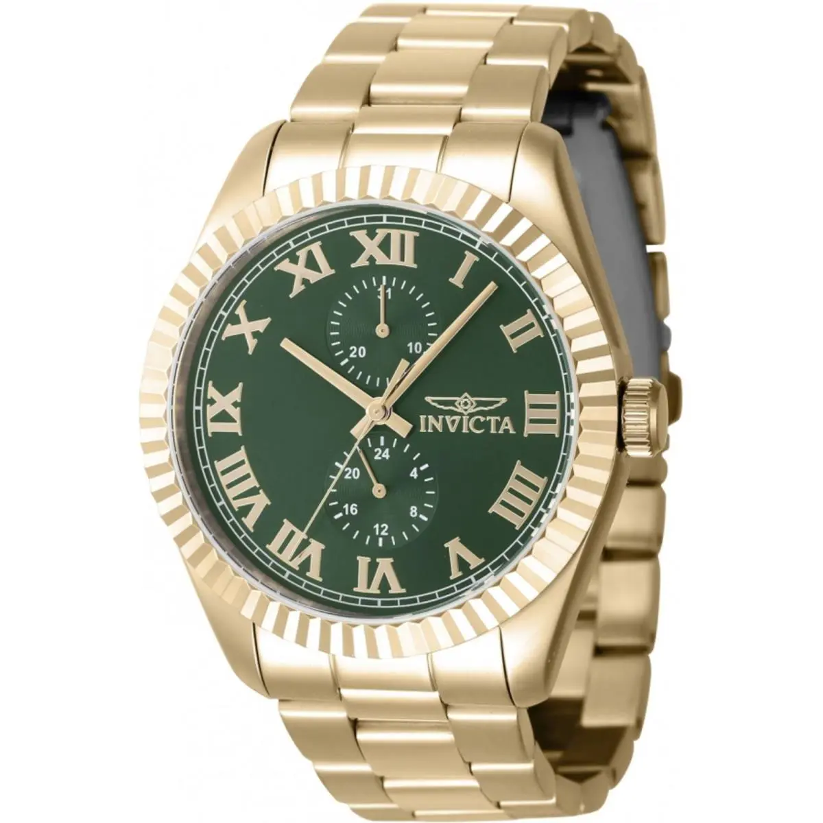 Invicta Men`s Watch Specialty Quartz Green Dial Yellow Gold Bracelet 47430 - Dial: Green, Band: Yellow