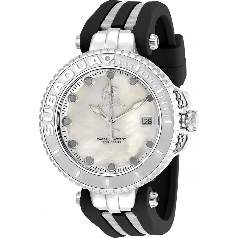 Invicta Subaqua 27353 Mop Swiss Quartz Silver 40Mm Black Silicone Date Unisex