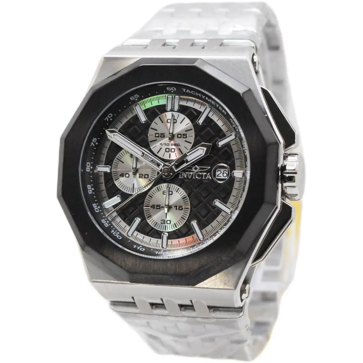 Invicta Akula Ironshard Men`s 48mm Black Silver Chronograph Watch 47390 - Dial: Black, Silver, White, Band: Silver, Steel, Bezel: Black
