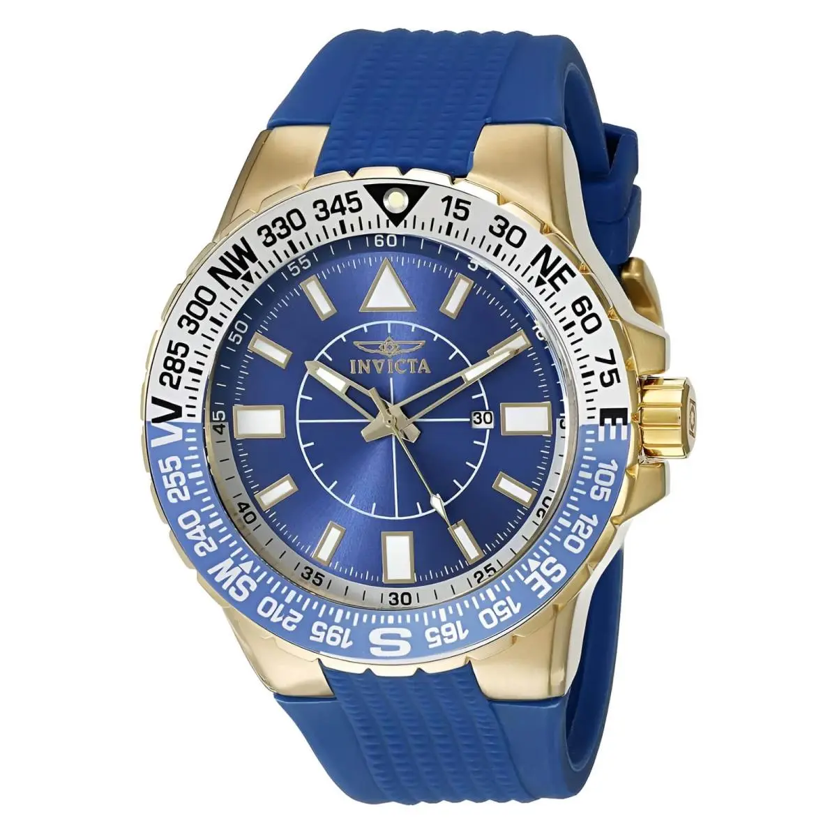 Invicta 19270 Gent`s Blue Dial Blue Silicone Strap Compass Watch - Dial: Blue, Band: Blue