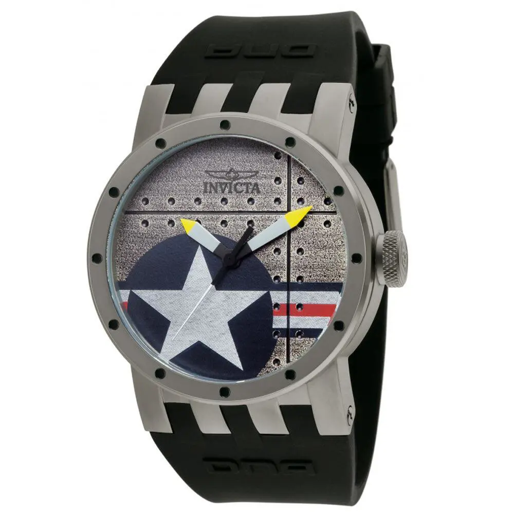 11647 Men`s Dna Bomber Silver Tone Dial Black Rubber Strap Quartz Watch by Invicta
