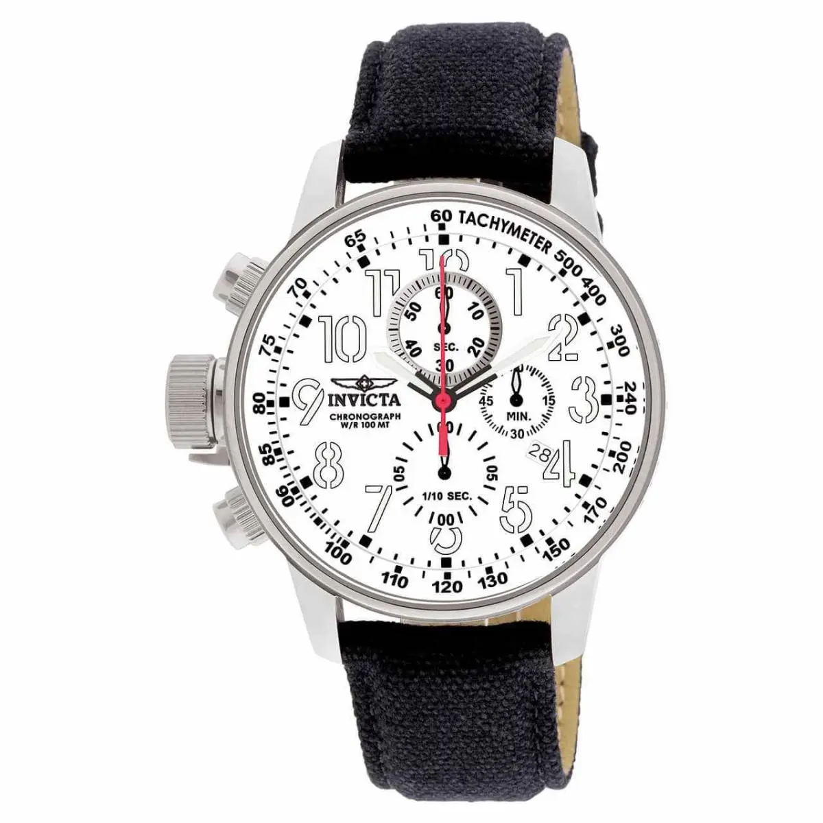 Invicta Men`s Lefty Watch I-force Chronograph White Dial Leather Strap 1514 - Dial: White, Band: Black