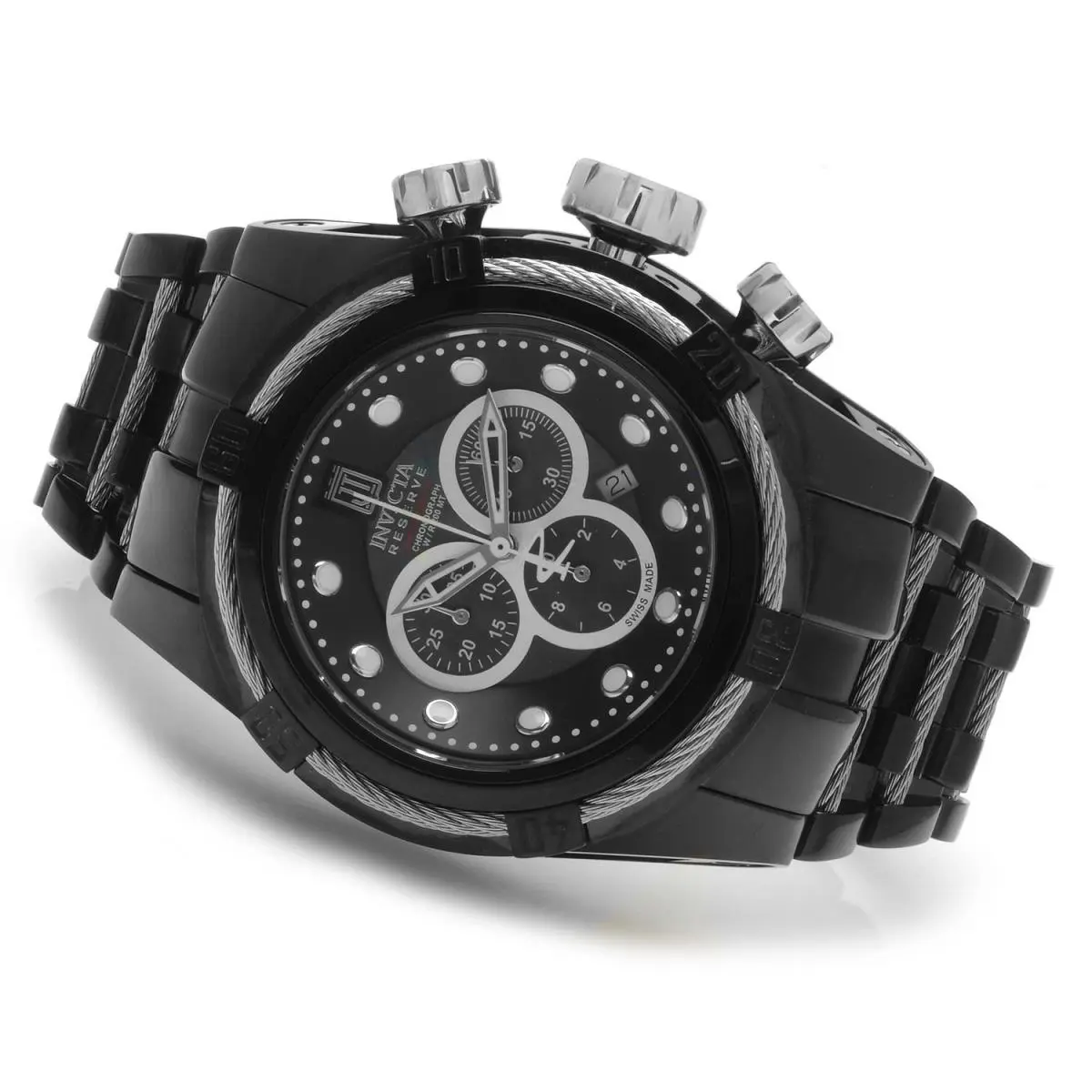 Invicta Reserve Jason Taylor Bolt Zeus Chronograph 53mm Black Dial Men`s Watch